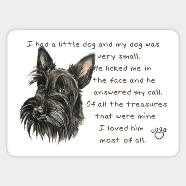 I Had A Little Dog Poem, Scottish Terrier, Scottie Sticker by archiesgirl